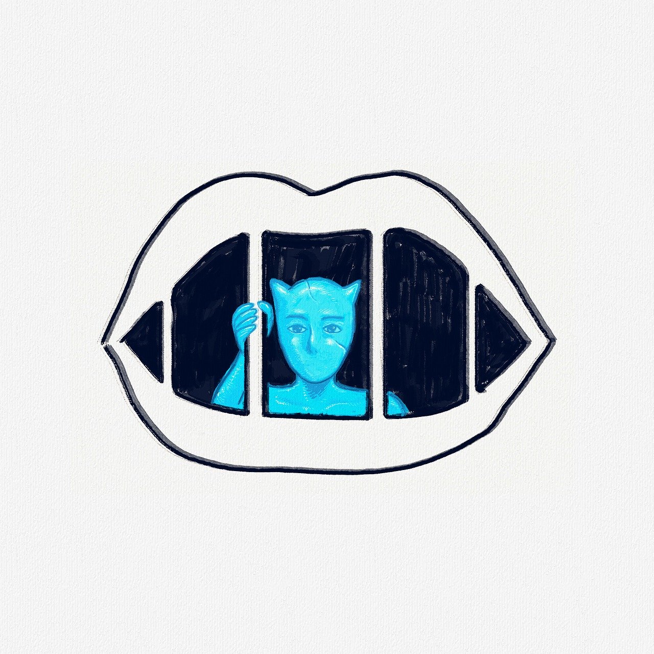 Labios expresando una cárcel de las palabras